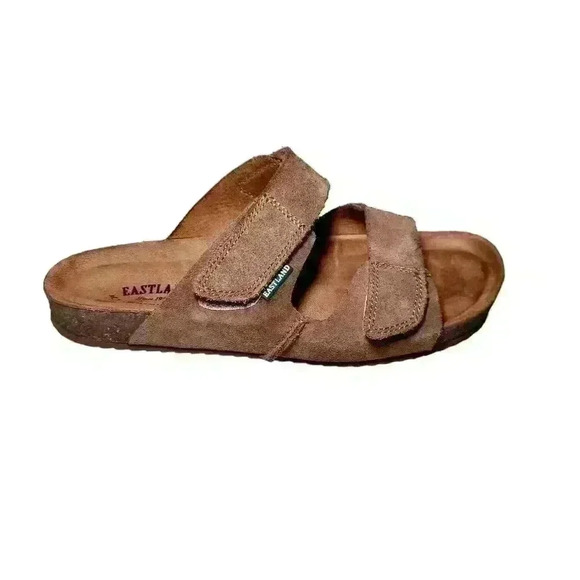 Eastland Caleb brown suede adjustable strap slides - Picture 2 of 9